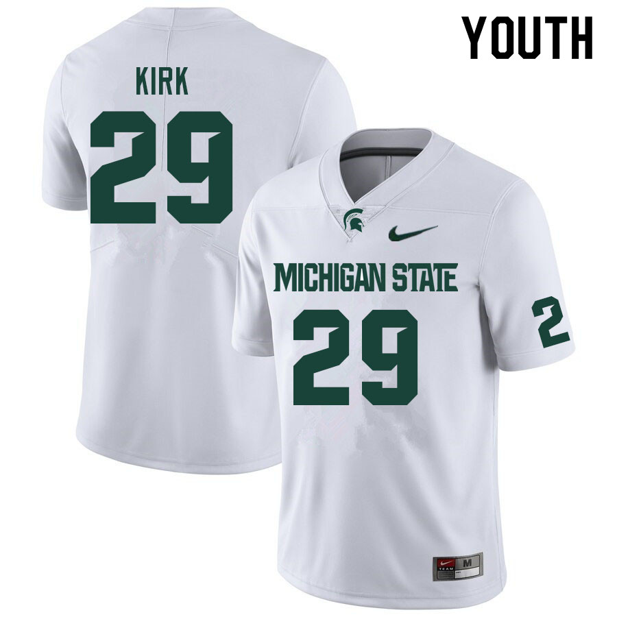 Youth #29 A.J. Kirk Michigan State Spartans College Football Jerseys Sale-White